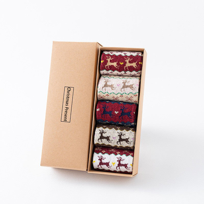 Christmas-style Japanese Deer Socks For Women