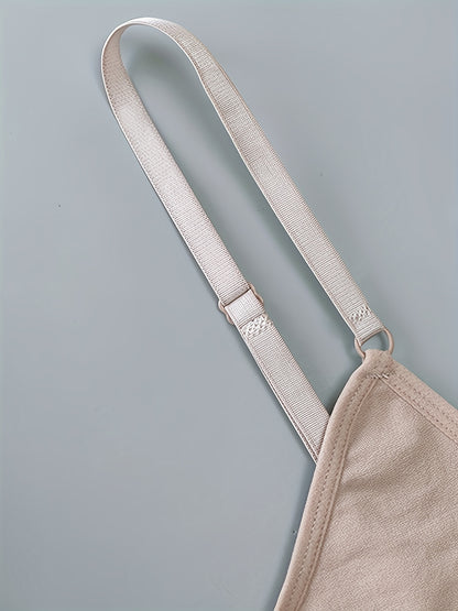 Women's Seamless Knit Bodysuit, Polyamide 85% Elastane 15%, Solid Color, No Padding, Chest Support Sling, Crotch Buckle Waist Pulling Hip Pants