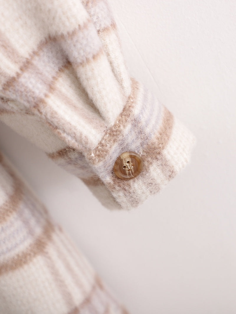 New Mid-length Loose Check Shirt Coat