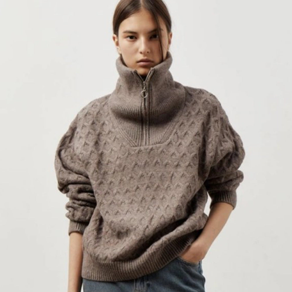Women's High-neck Half Zip Sweater