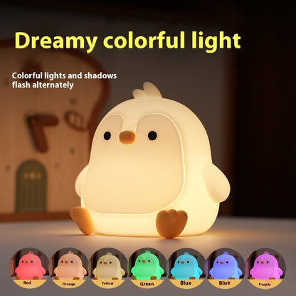 Adorable Penguin Night Light - Rechargeable Silicone Touch Lamp for Kids Bedroom