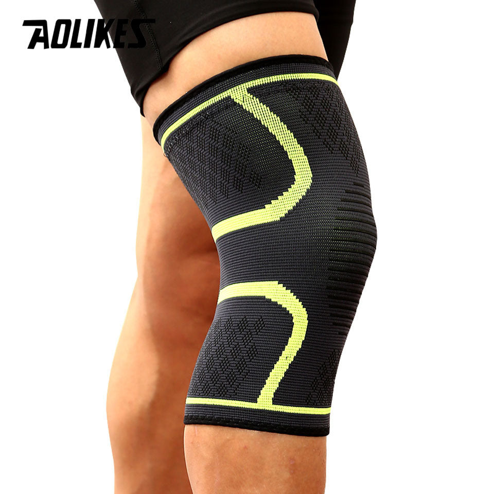 1pc AOLIKES Compression Knee Pad Sleeve - Breathable, Non-Slip, Durable Polyamide & Nylon, Ideal for Running, Volleyball, Basketball, Yoga, Tennis, Football