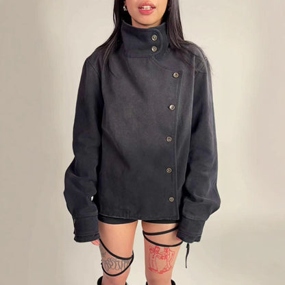 Washed Long-sleeve Denim Jacket For Couples