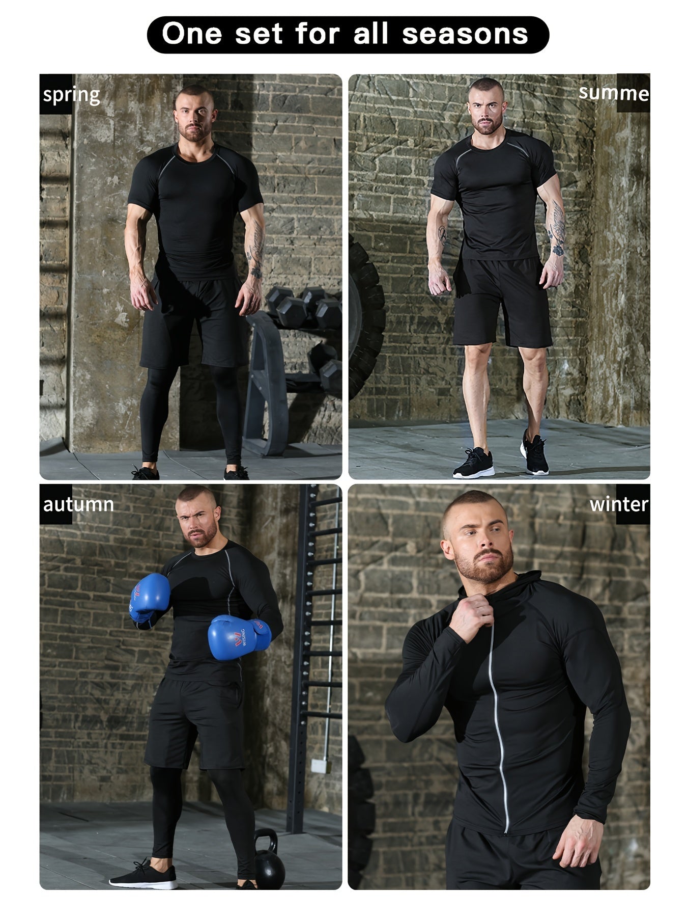 Men's 5-Piece Athletic Compression Gear Set – Quick-Dry, High-Stretch, & Durable for All-Season Training