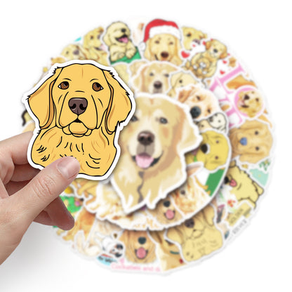 50 Sheets Waterproof Golden Retriever Graffiti Personalized Cartoon Animal DIY Stickers
