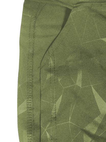 Men's "S's FINE" Athletic Shorts - Gray, Quick-Dry Polyester with Geometric Pattern, Elastic Waistband, Ideal for Running & Workouts, Machine Washable