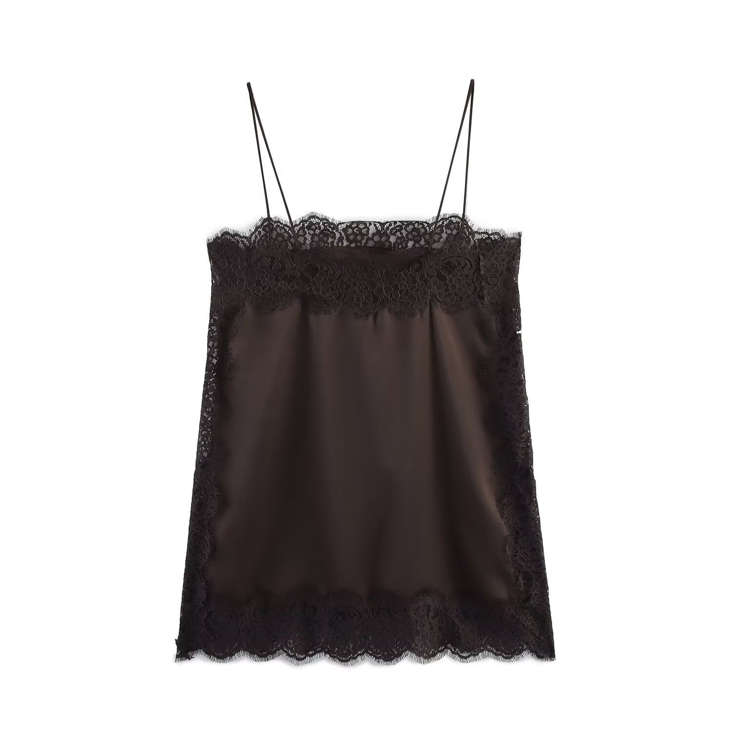 New Silk-satin Lace Top And Lace Midi Skirt
