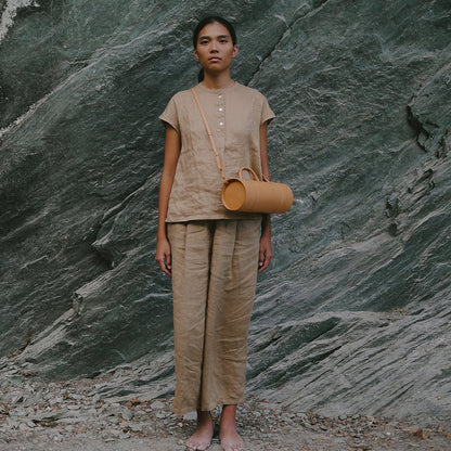 Women's Handwoven Bamboo Tube Bag | Sustainable Shoulder