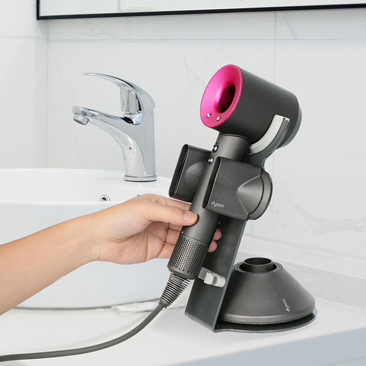 Hair Dryer Storage Rack - Wall Mounted Holder Bracket for Bathroom Organizer No Drill