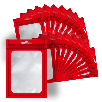 [Holographic Zipper Lock Bags] 100-Pack Holographic Zipper Lock Resealable Bags | Moisture-Proof Aluminum Foil Polyester Film Flat Transparent Window Pouch for Electronics/Jewelry/Cosmetics Organization, 4 Size Options, Non-f