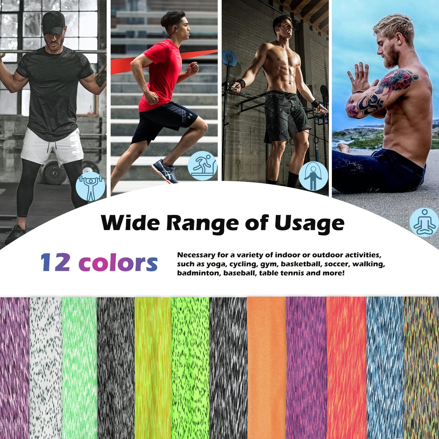 5pcs Sports Headbands For Men, Breathable Mesh Design, Reused & Washed Men's Headband Sweat Bands For Running Yoga Fitness Workout, Ideal Choice For Gifts