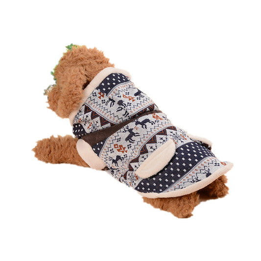 Pet Clothing Fawn Snowflake Hooded Cotton Coat