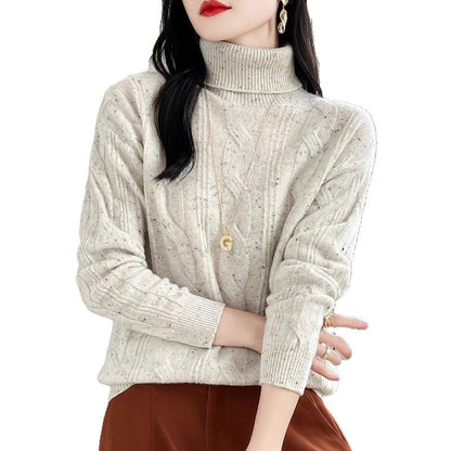 Pure Color Thickened Twisted Women's High Lapel Knitted Sweater