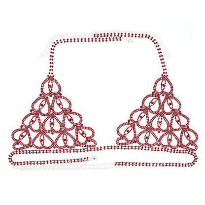 Sexy Bikini With Heart-shaped Rhinestone Claw Chain On Body Chain