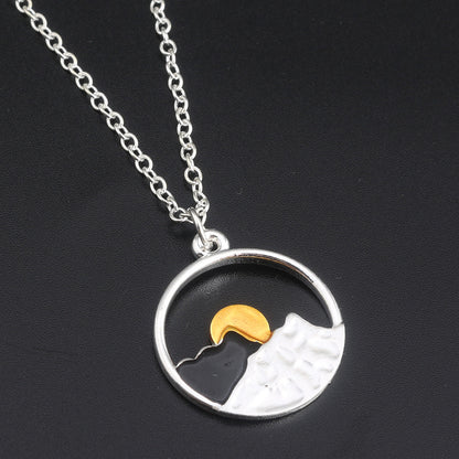 Valentine's Day Gift Sunrise Sunset Mountains Necklace Pendant