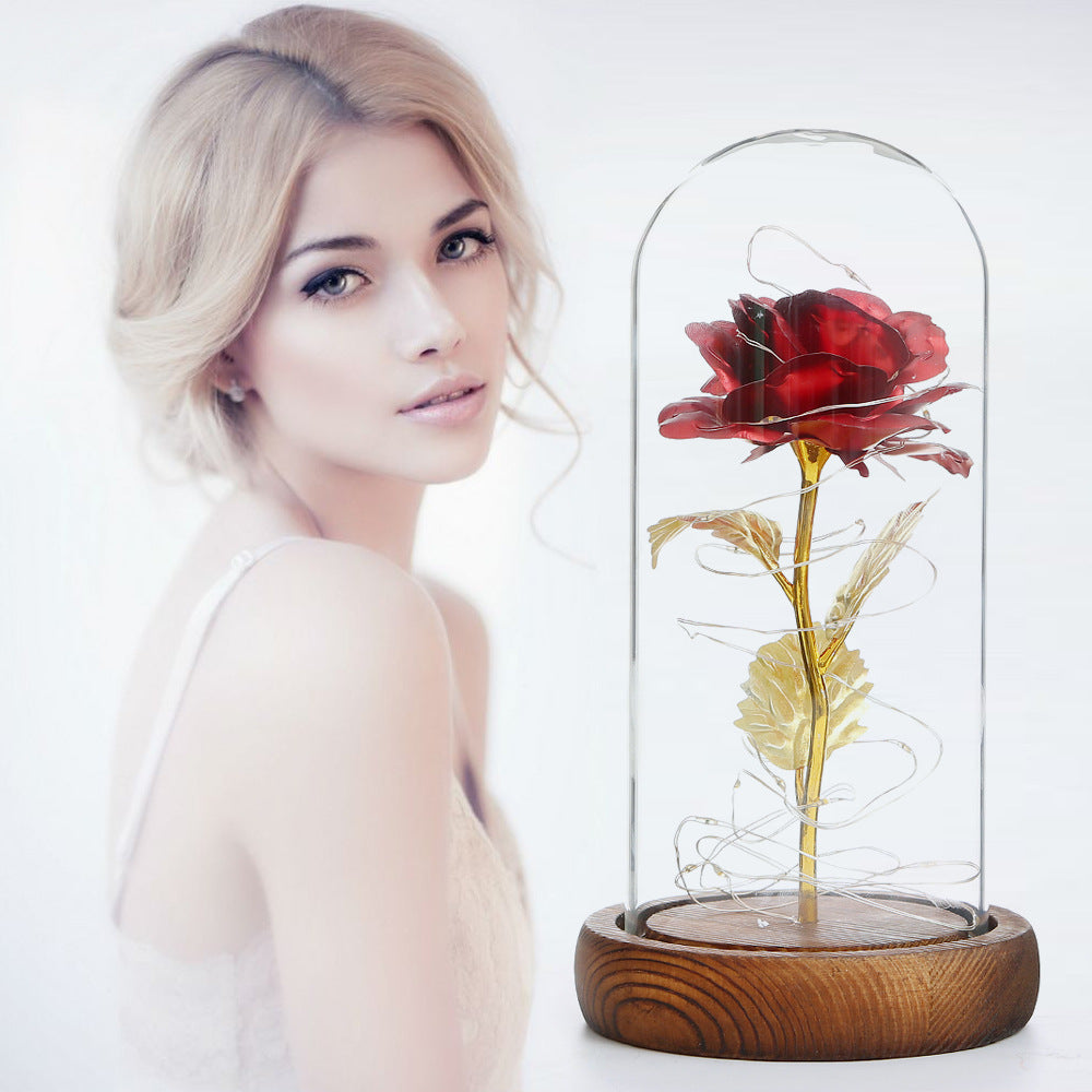 Valentine's Day Gift Simulation Gold Foil Rose Lamp Glass Cover Ornaments Color Box Packaging