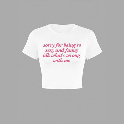 Street Vibe Figure-hugging Top With A Unique English Letter Print Cropped Length