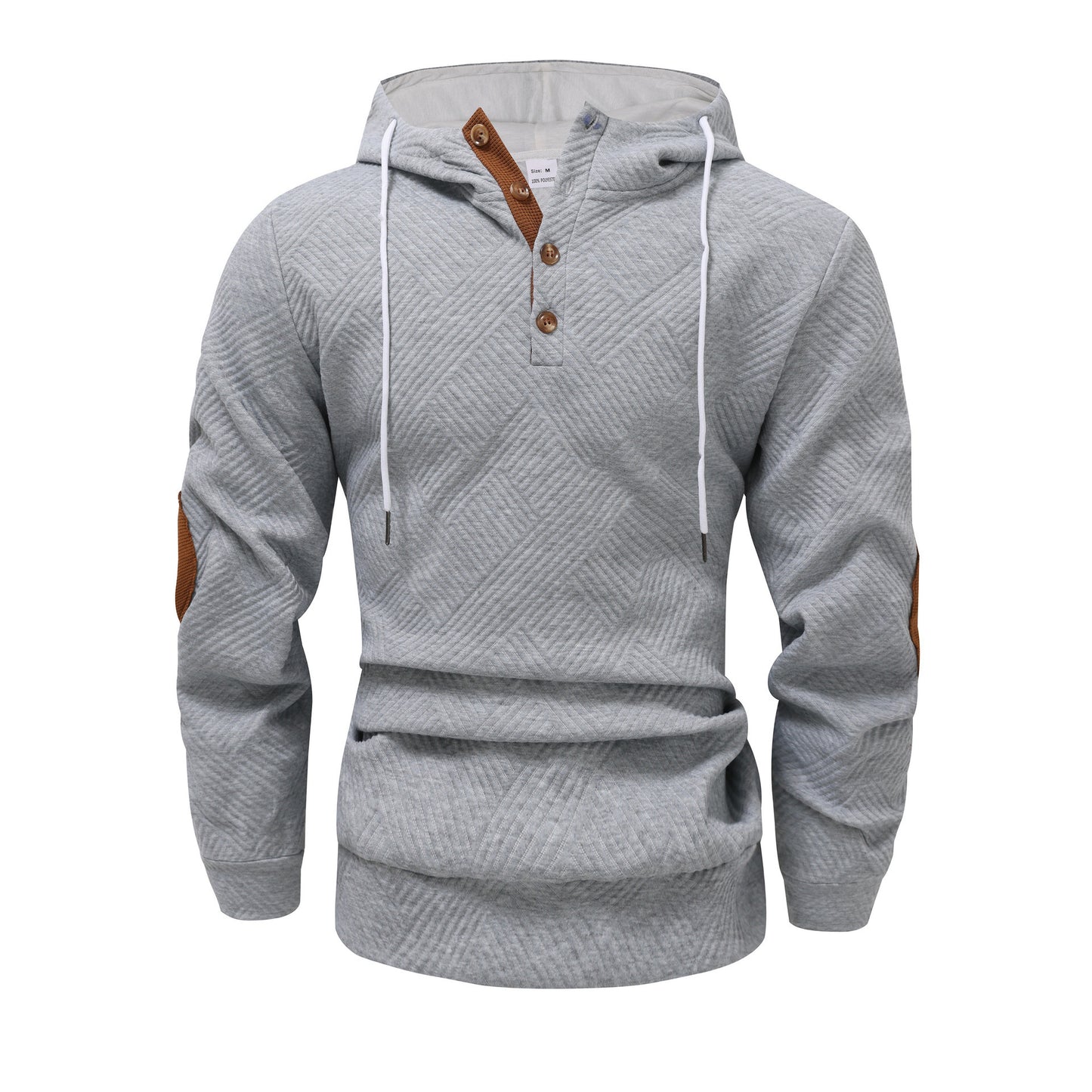 Premium Men's Jacquard Hooded Sweater - Casual Pullover Hoodie for Sports & Leisure