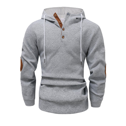 Premium Men's Jacquard Hooded Sweater - Casual Pullover Hoodie for Sports & Leisure