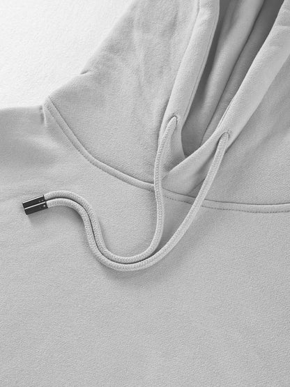 Premium Men's Light Grey Hoodie - Oversized Cotton Blend Hooded Sweatshirt