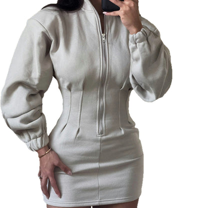 Fashion Waist-controlled Design Sweater Dress Personalized Hot Girl Women's Clothing