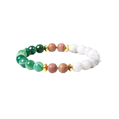 Women's Natural Stone White Pine Gold-Leaf Bracelet