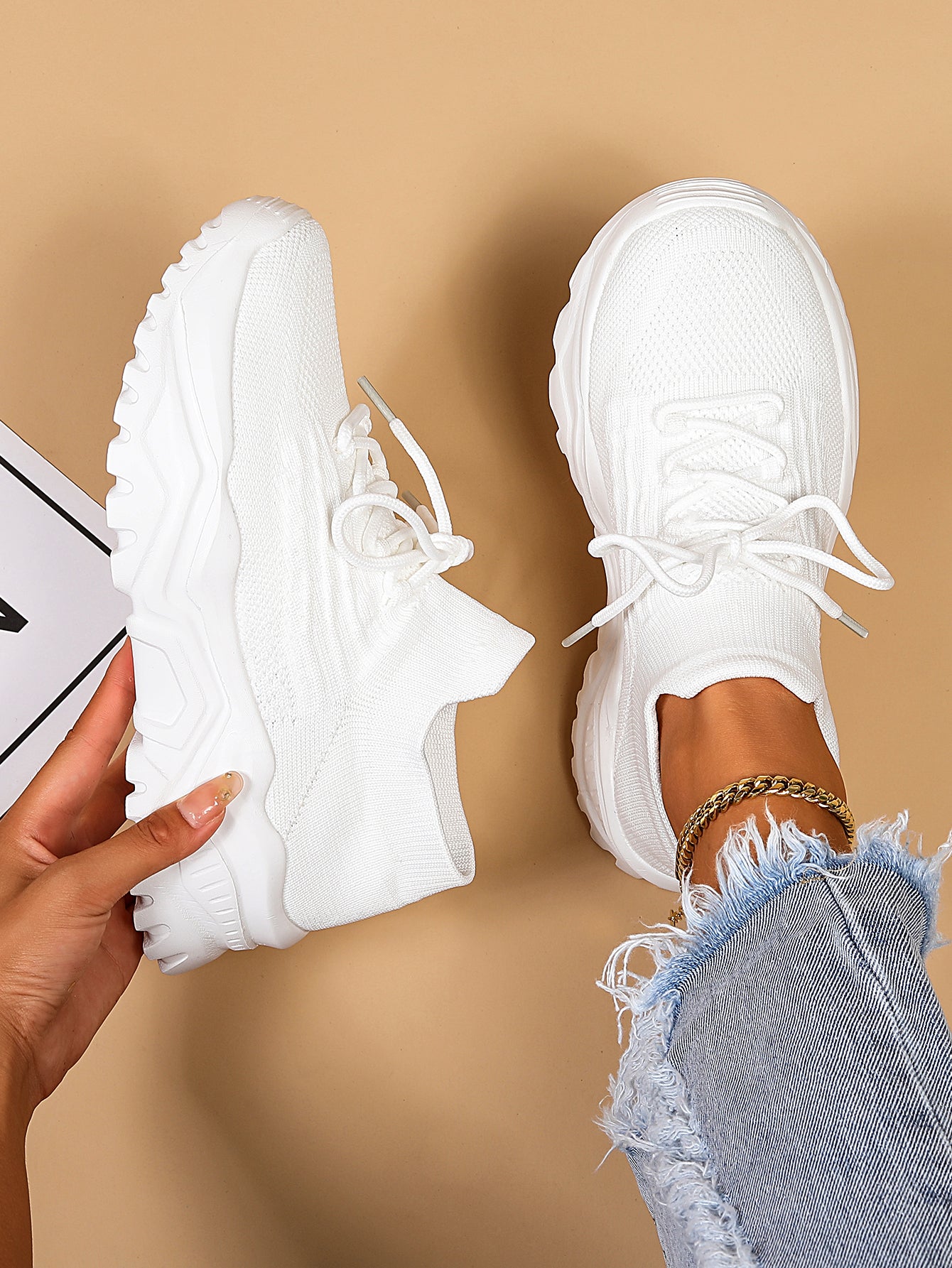 Women's Lightweight & Breathable Chunky Sneakers, Casual Slip On Sneakers, Running Shoes