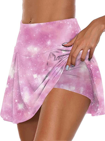 Summer Skort Solid Shorts, Sexy High Waist Fashion Sports Biker Running Yoga Skort Shorts, Women's Clothing