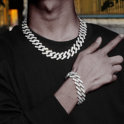 Men's Cuban Link Iced Out Necklace with Color Chains and Paved Rhinestones, Rapper CZ Cuban Chain Necklace for Women, Hip Hop Jewelry Gift