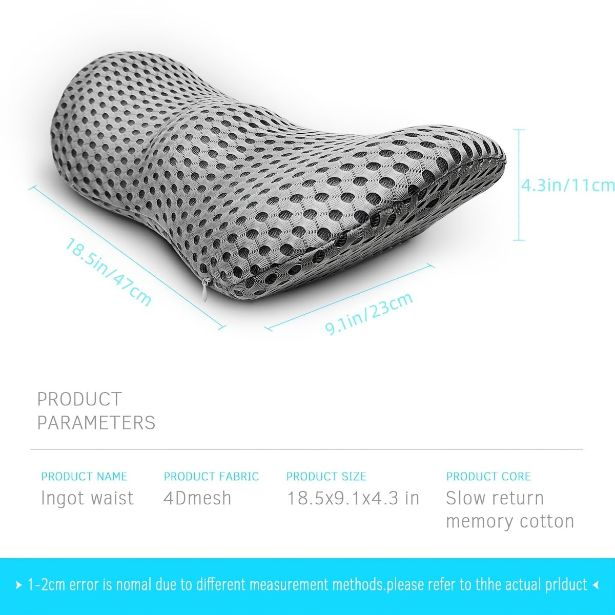 Premium Memory Foam Lumbar Support Pillow - Ergonomic Back Pain Relief for Office Chair, Car Seat & Home - Orthopedic Lower Back Cushion