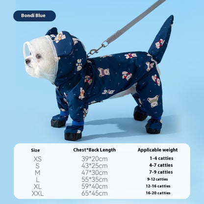 Summer Full Printed Polka Dot Bear Dog Poncho
