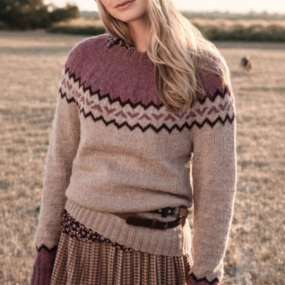 Women's Round-neck Color-block Loose Sweater