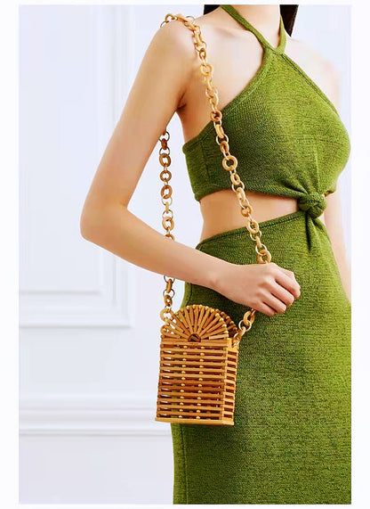 Ancient Style New Women's Crossbody Shoulder Bamboo Woven Bag