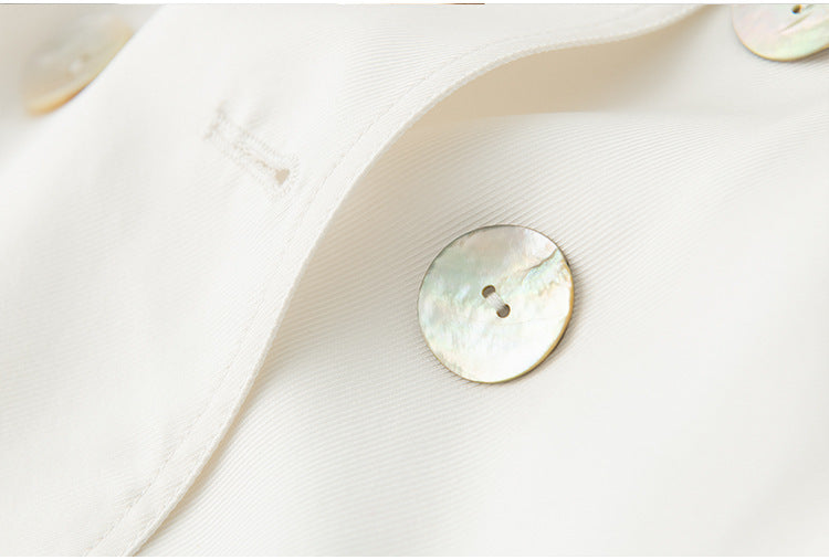 Women's Over-the-Knee Mid-Length Trench Coat with Silk Waist Belt - Elegant Winter Coat