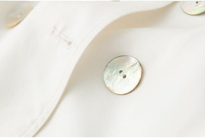 Women's Over-the-Knee Mid-Length Trench Coat with Silk Waist Belt - Elegant Winter Coat