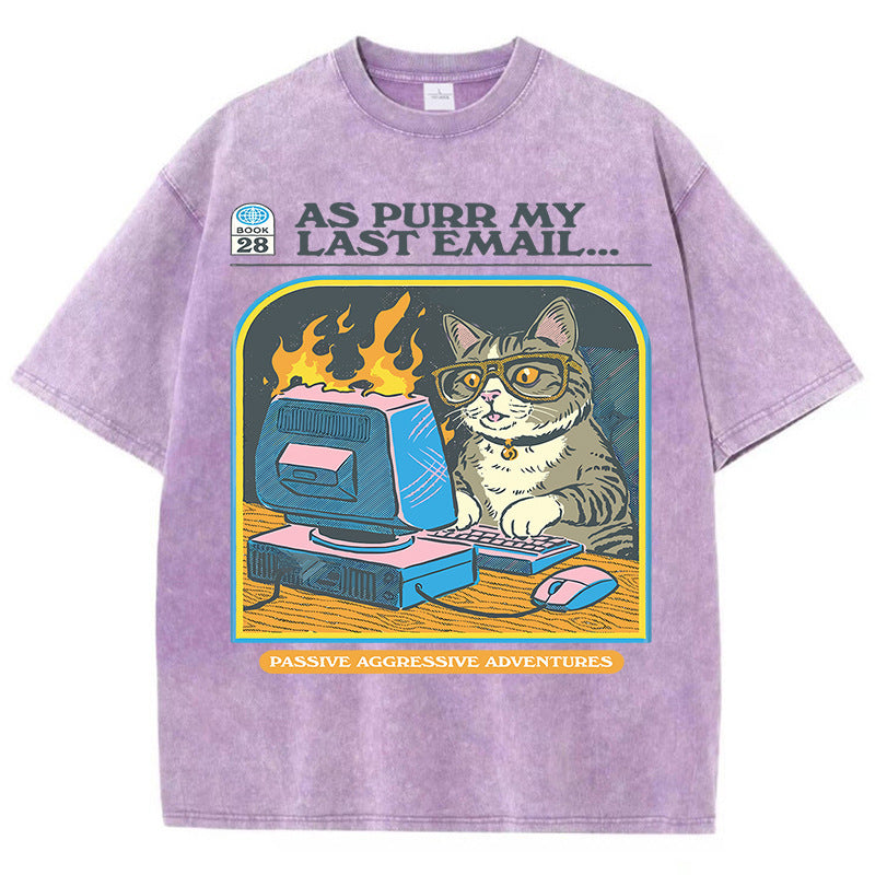 Men's Cat Playing Game Print Top