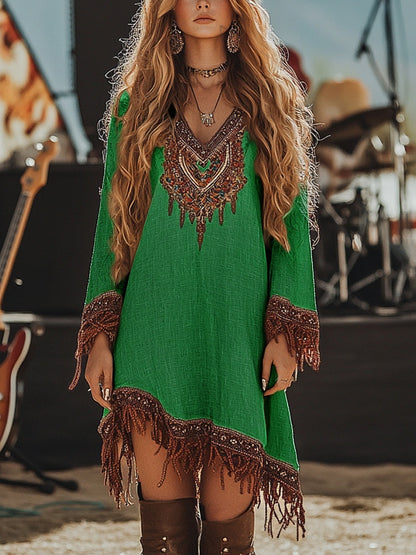 Lace Loose Print Dress Girls