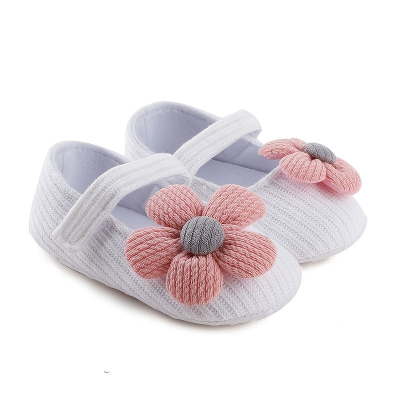 Baby Girls Flower Princess Shoes - Soft Sole Lightweight Breathable Flats for Toddlers & Infants