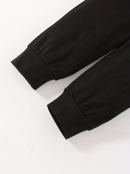 Girls' Fashion Set: Heart Print Round Neck Short Sleeve T-Shirt & Sweatpants 2pcs Casual Cotton Outfit, Perfect for Outdoor