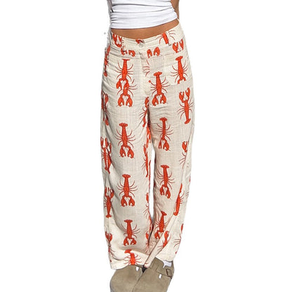 Women's Casual Pants With A Unique Lobster Print