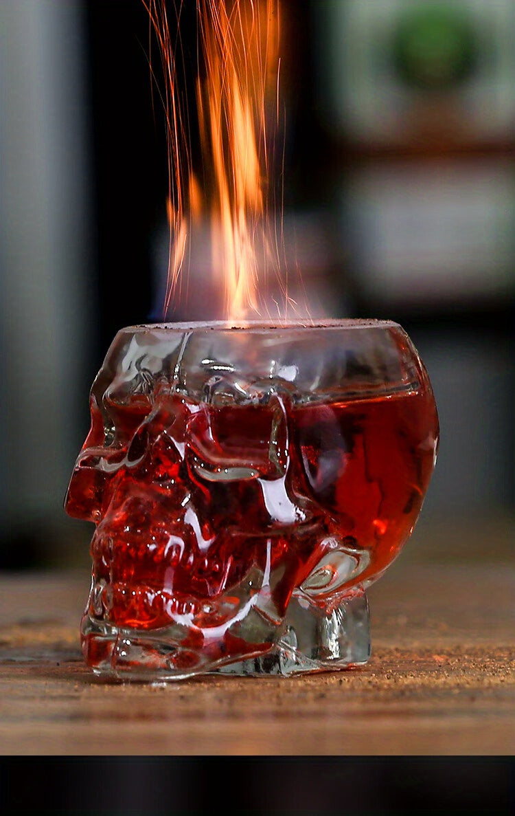 1pc/4pcs Halloween Skull-Shaped Glass Wine Bottle with Lid - Reusable, Non-Slip, Geometric Design for Cold Beverages, Perfect for Family Gatherings, Halloween Decorations, and Themed Parties