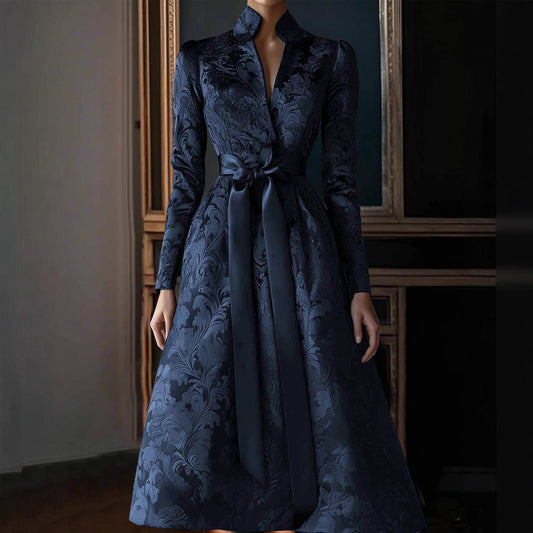 Elegant Spring And Autumn Long Sleeve Satin Party Dress