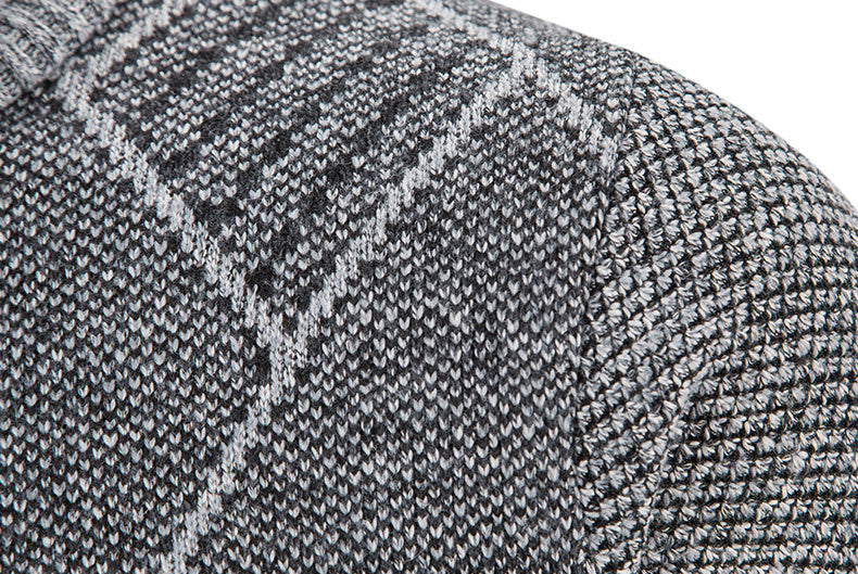 Mens Diamond Plaid Cardigan - Stylish Casual with Refined Stand Collar - Luxuriously Plush & Cozy Warm Knit Zip Up - Eye-Catching Design