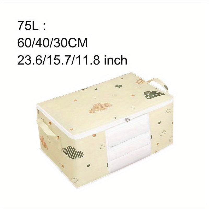 Large Capacity Foldable Storage Bag - Premium Clothes Organiser with Reinforced Handles & Transparent Window for Quilts, Blankets & Bedding