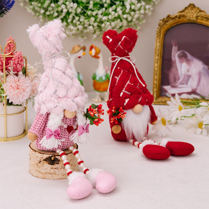 Decorative Sequins Plush Bonnet Valentine's Day Gift Dwarf Doll Pearl Hanging Leg Doll