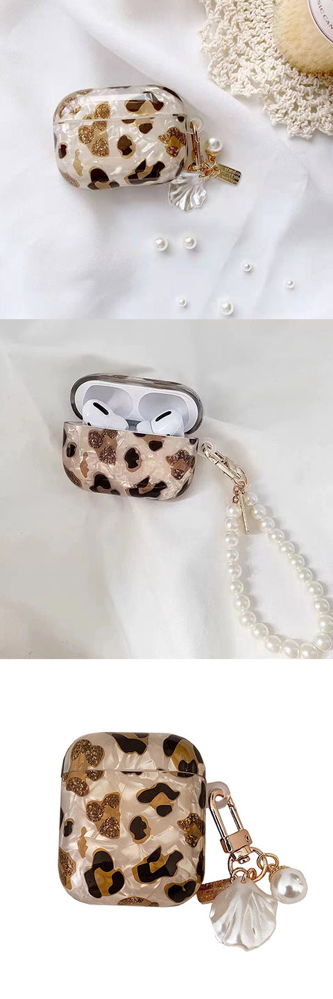 [Perfect Leopard Print Earphone Sleeve] Stylish Leopard Print Earphone Sleeve with Hanging Chain - Perfect for Airpod1/2!