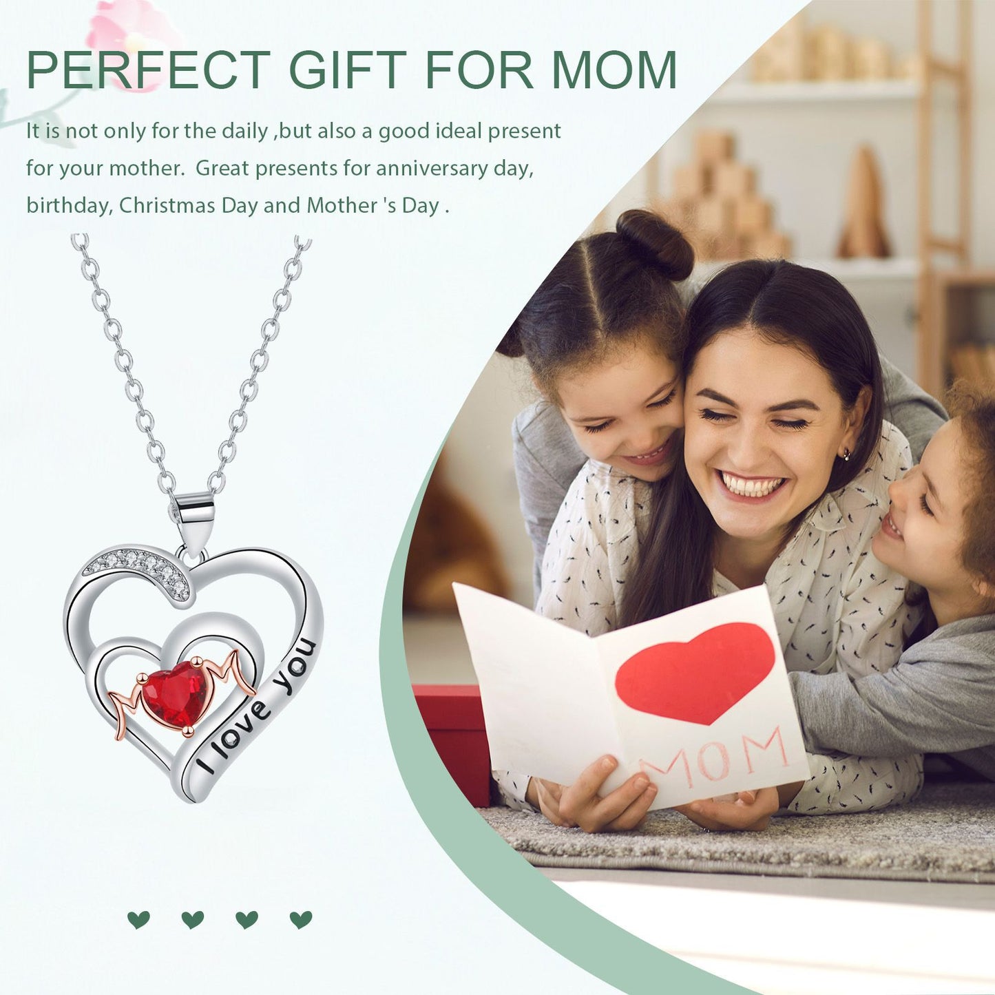 European And American Fashion New Mother's Day Gift Heart-shaped MOM Pendant Niche Necklace