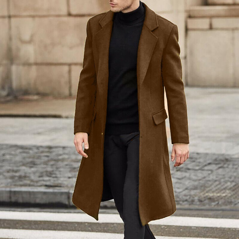 Langer Herren-Trenchcoat aus Wolle
