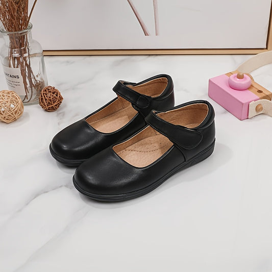 Girls' Black Mary Jane Shoes with Bow Detail - Non-Slip Synthetic Faux, Ideal for Performances & School Uniforms