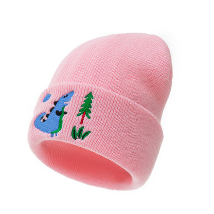Embroidered Dinosaur Knitted Children's Hat Dome